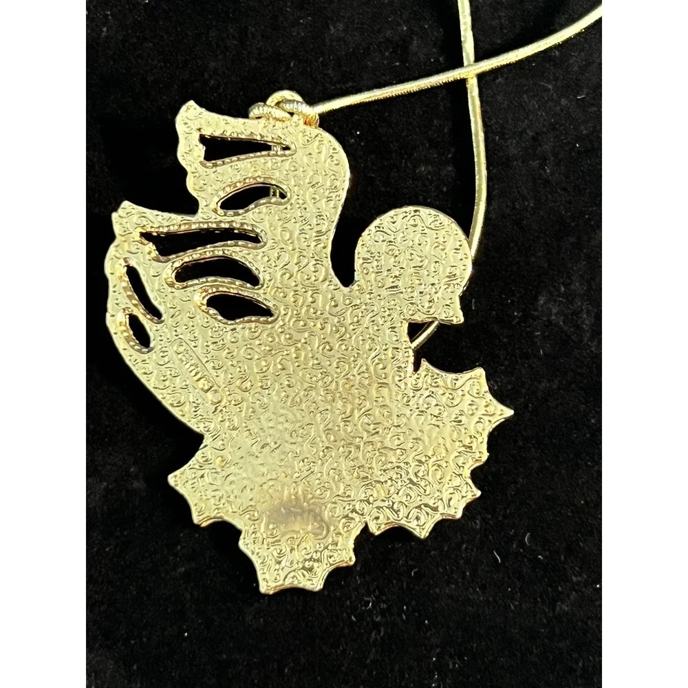 RARE Signed Gerry's Gold Dove Bird on Holly Christmas Ornament Original Box VTG